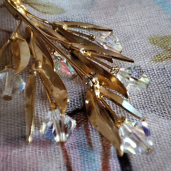 Unverified Juliana Gold Tone Crystal Clear AB Brooch Bicone Beaded Pin Stop EUC - Picture 8 of 11